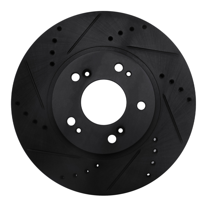 Mitsubishi Grandis Brake Rotor (1) - Front Left - R1 Concepts - Drilled & Slotted - Black - `04-`11